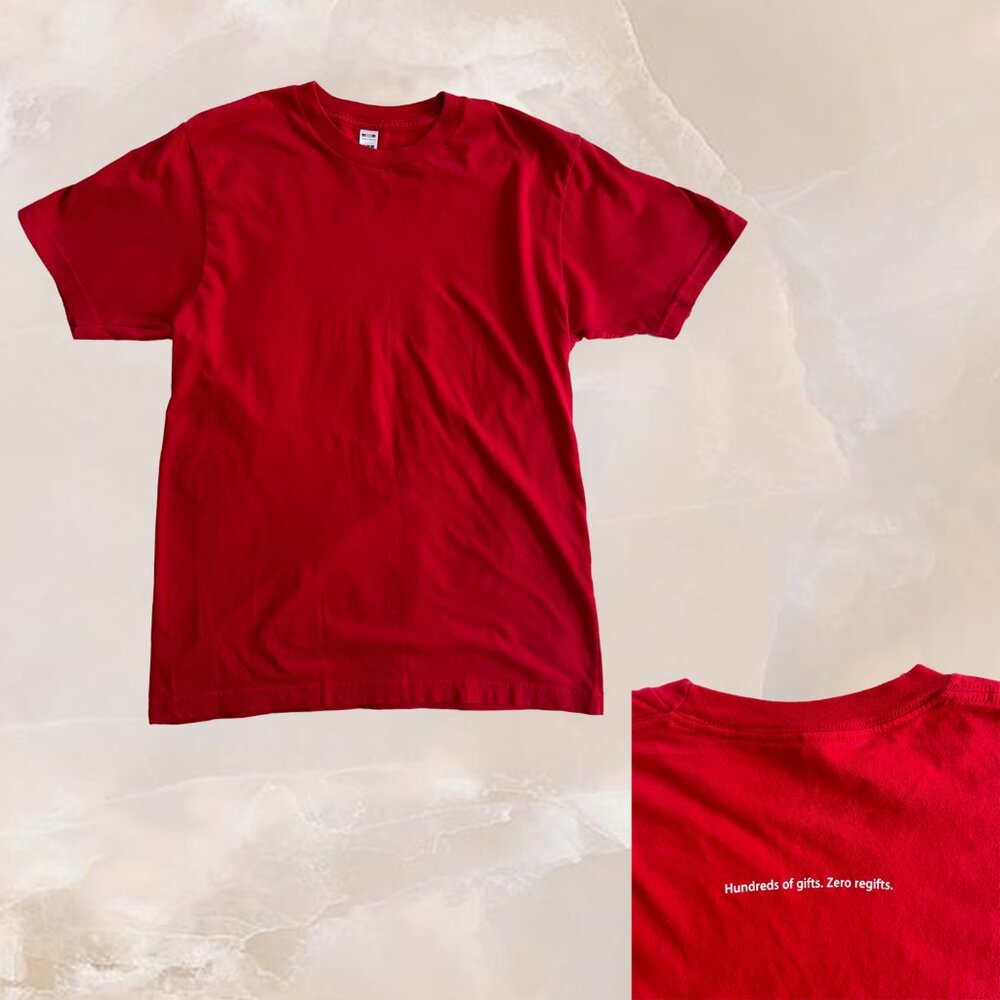 APPLE STORE Shirt Unisex Women's Red Mac Employee Short Sleeve Tee Blank M 2001